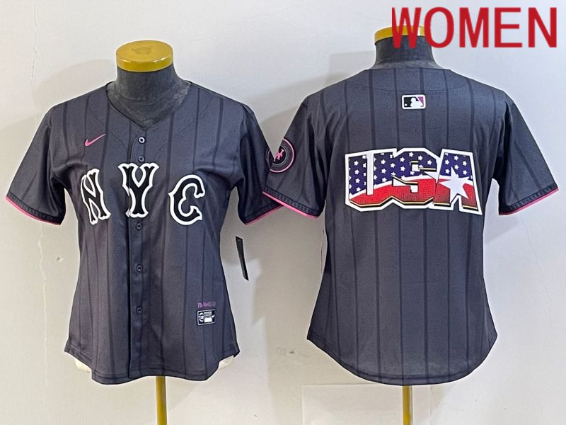 Women New York Mets Blank Black City Edition 2024 Nike MLB Jersey style 3->->Women Jersey
